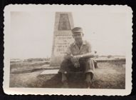 James L. White in front of Ernie Pyle Memorial 